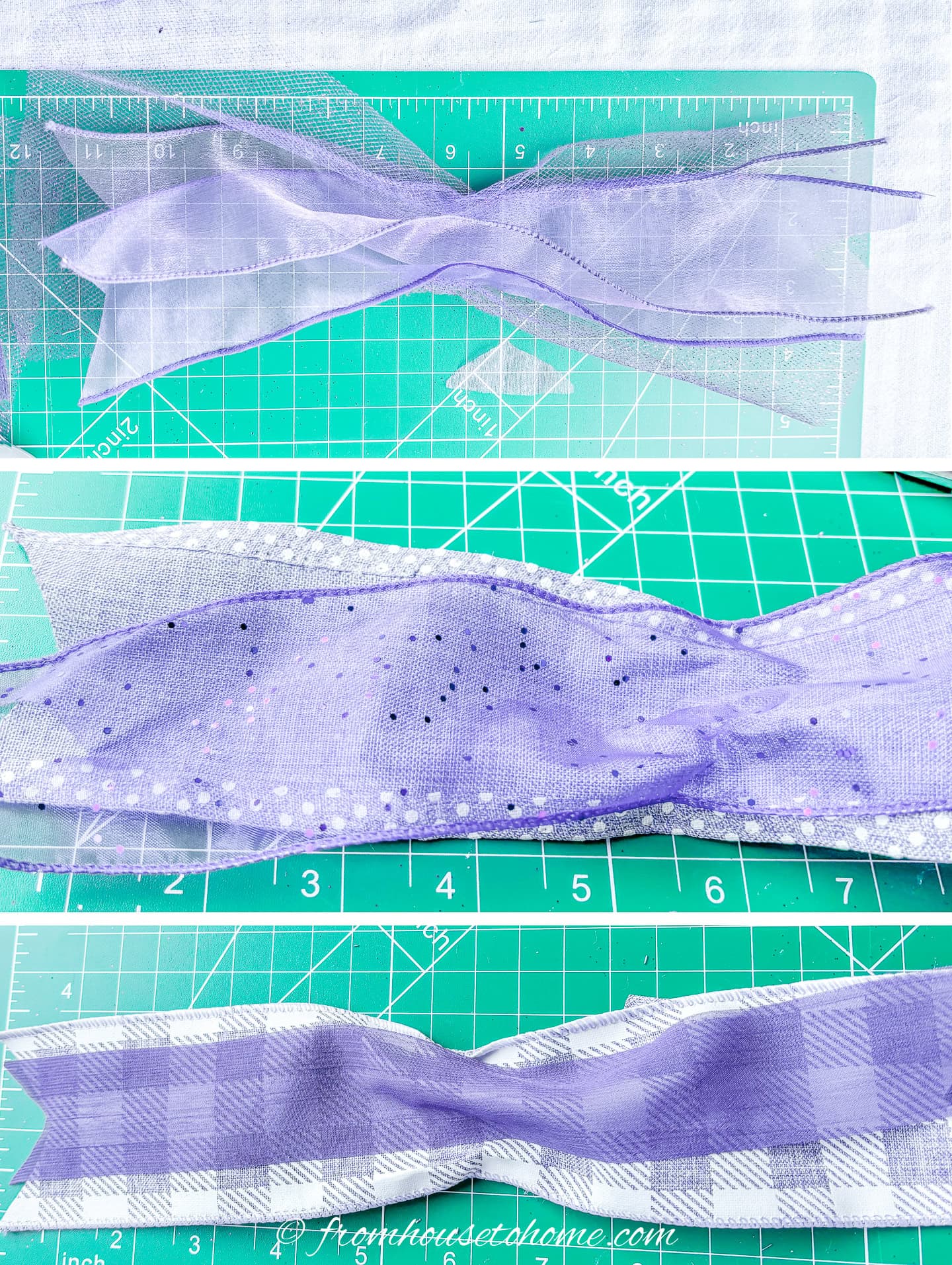 3 color combinations of purple ribbons