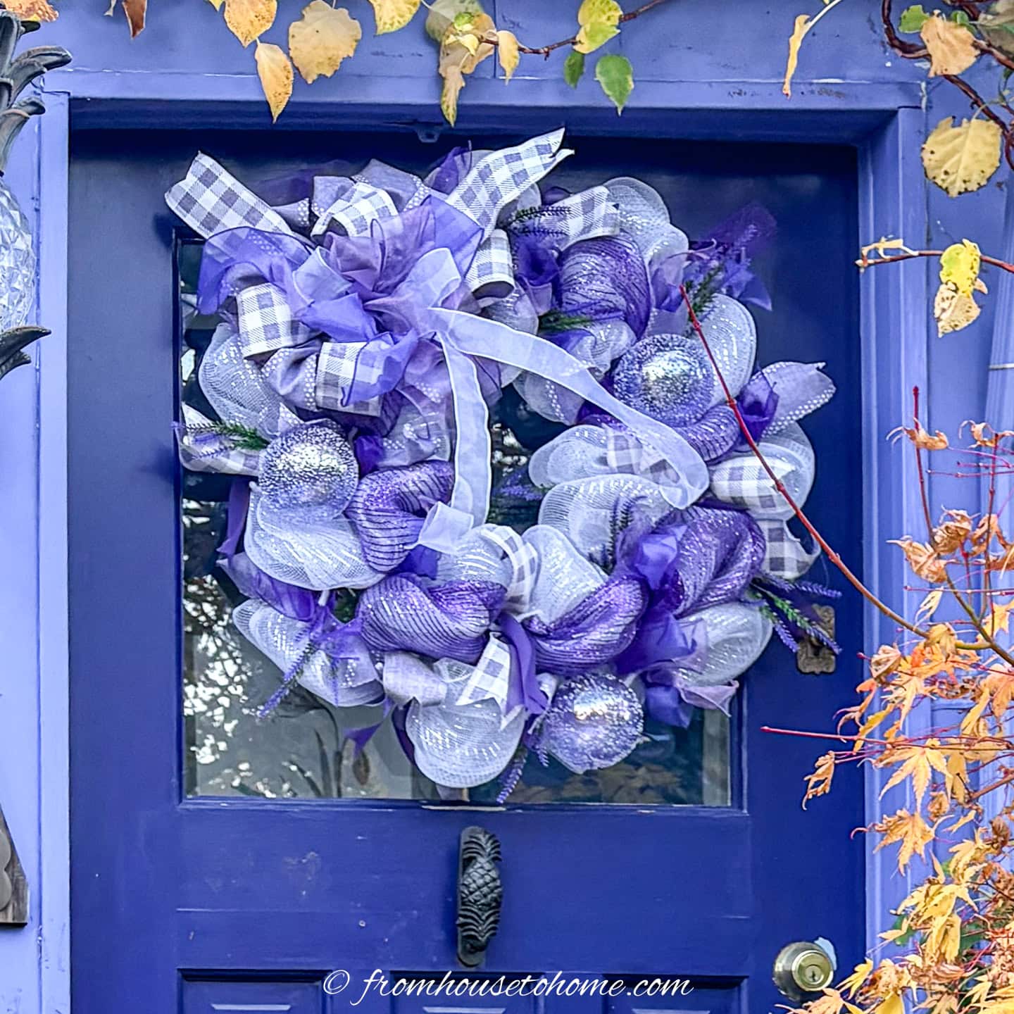 DIY Lavender And White Deco Mesh Pouf Christmas Wreath