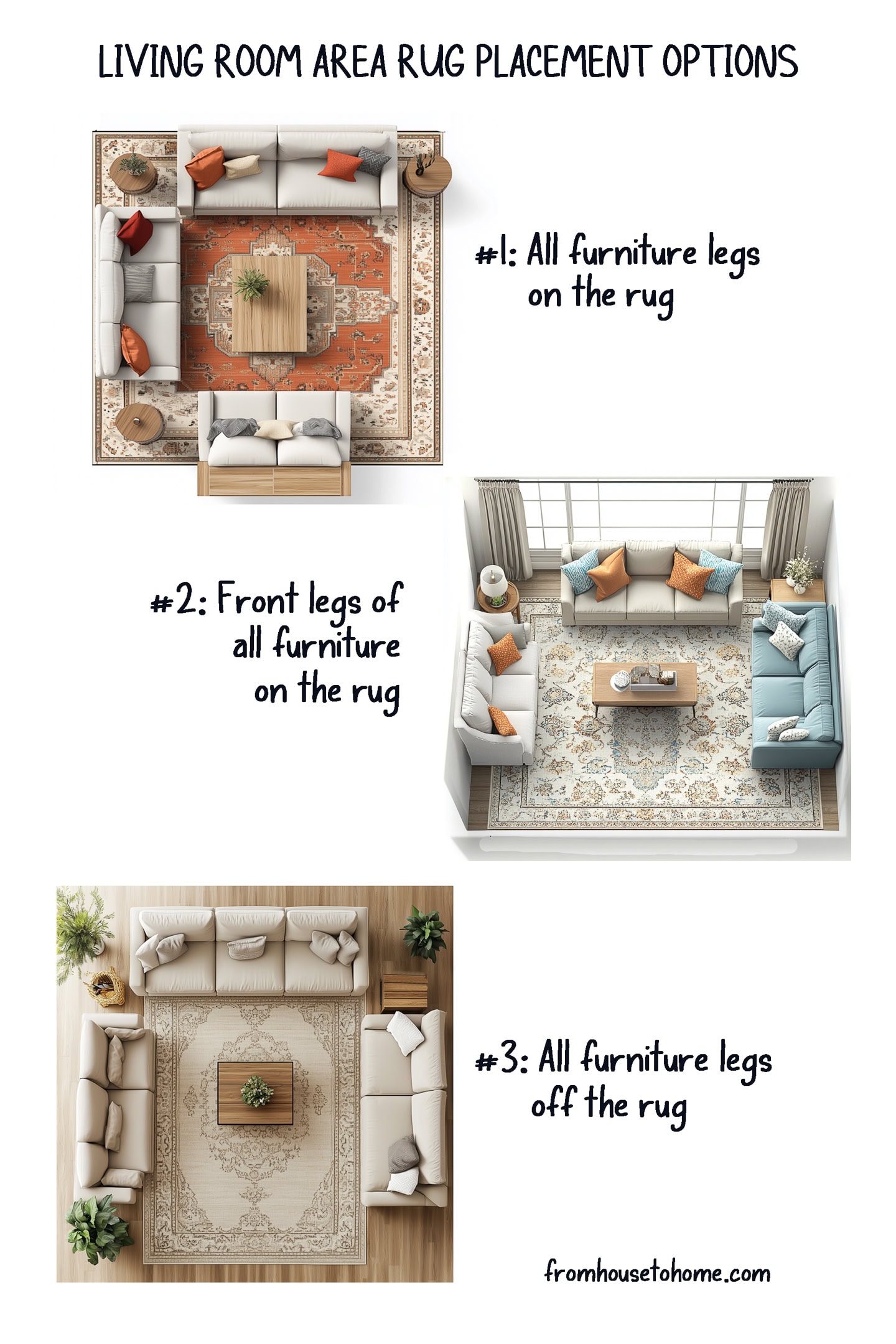 living room area rug placement options