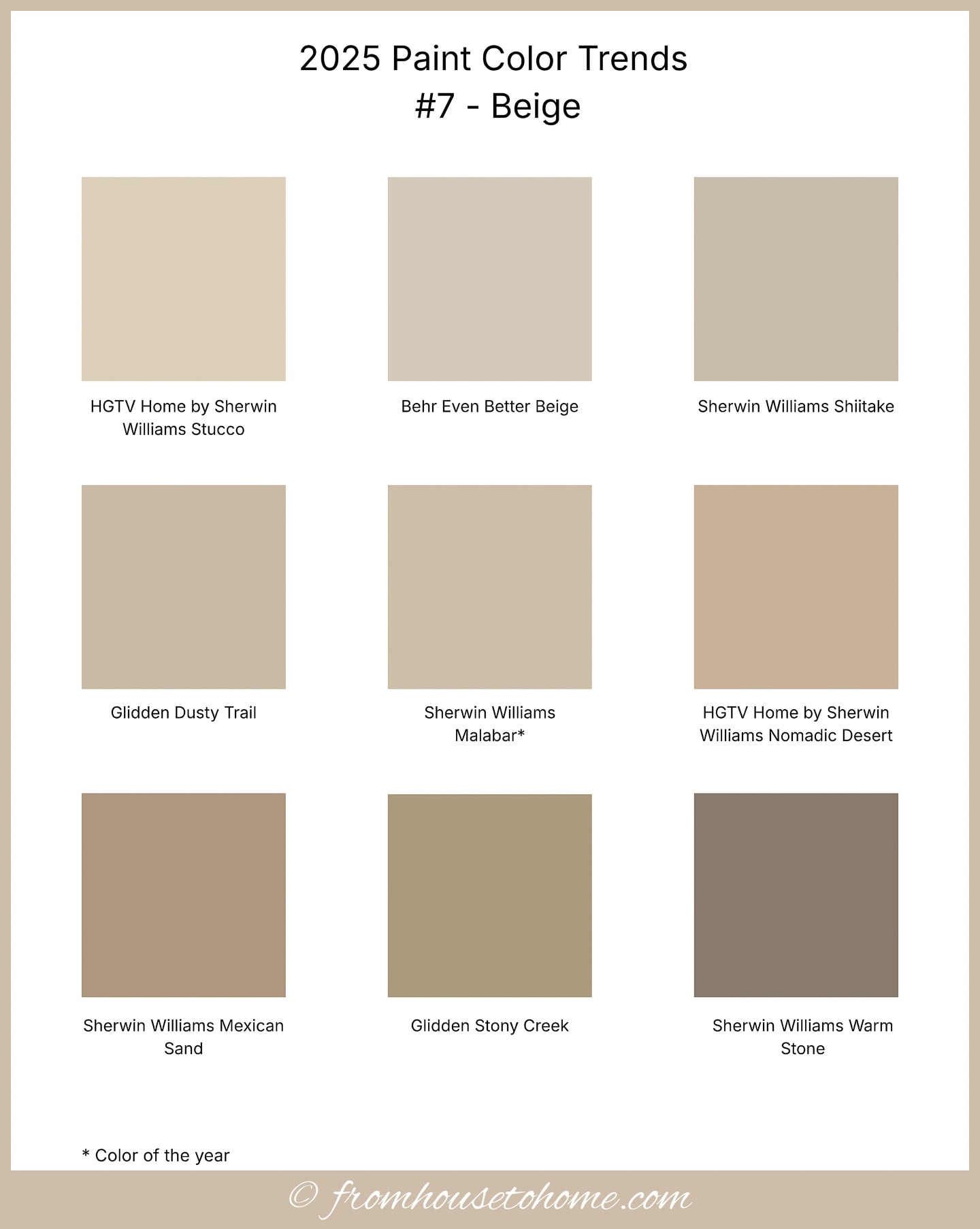2025 paint color trends #7 - beige paint chips