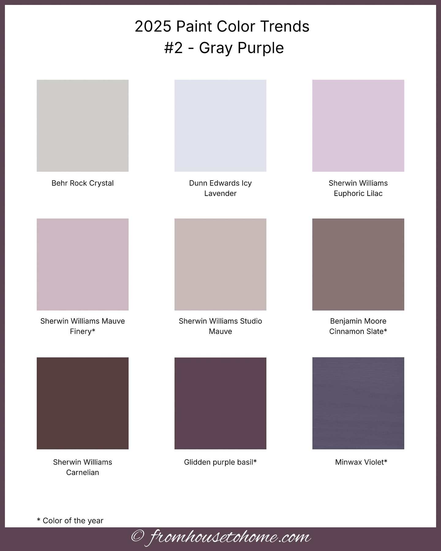 2025 paint color trends #2 - gray purple paint chips