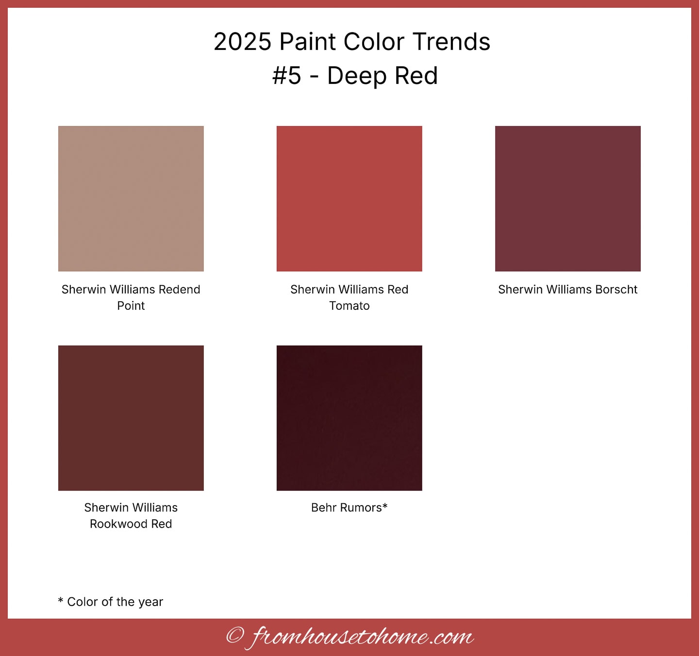 2025 paint color trends #7 - red paint chips