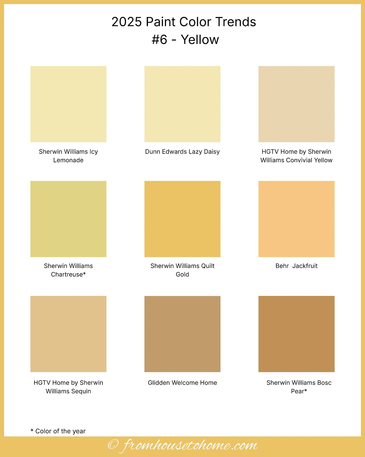 2025 paint color trends #7 - yellow paint chips