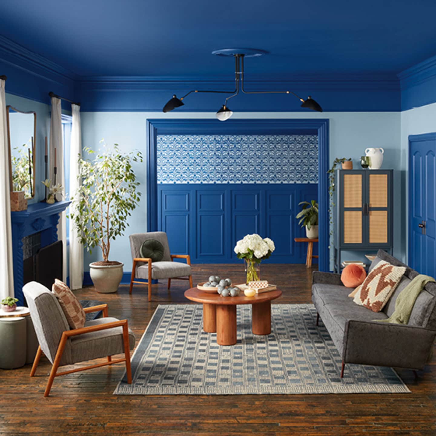 A living room painted with Valspar 2025 color of the year "Encore"