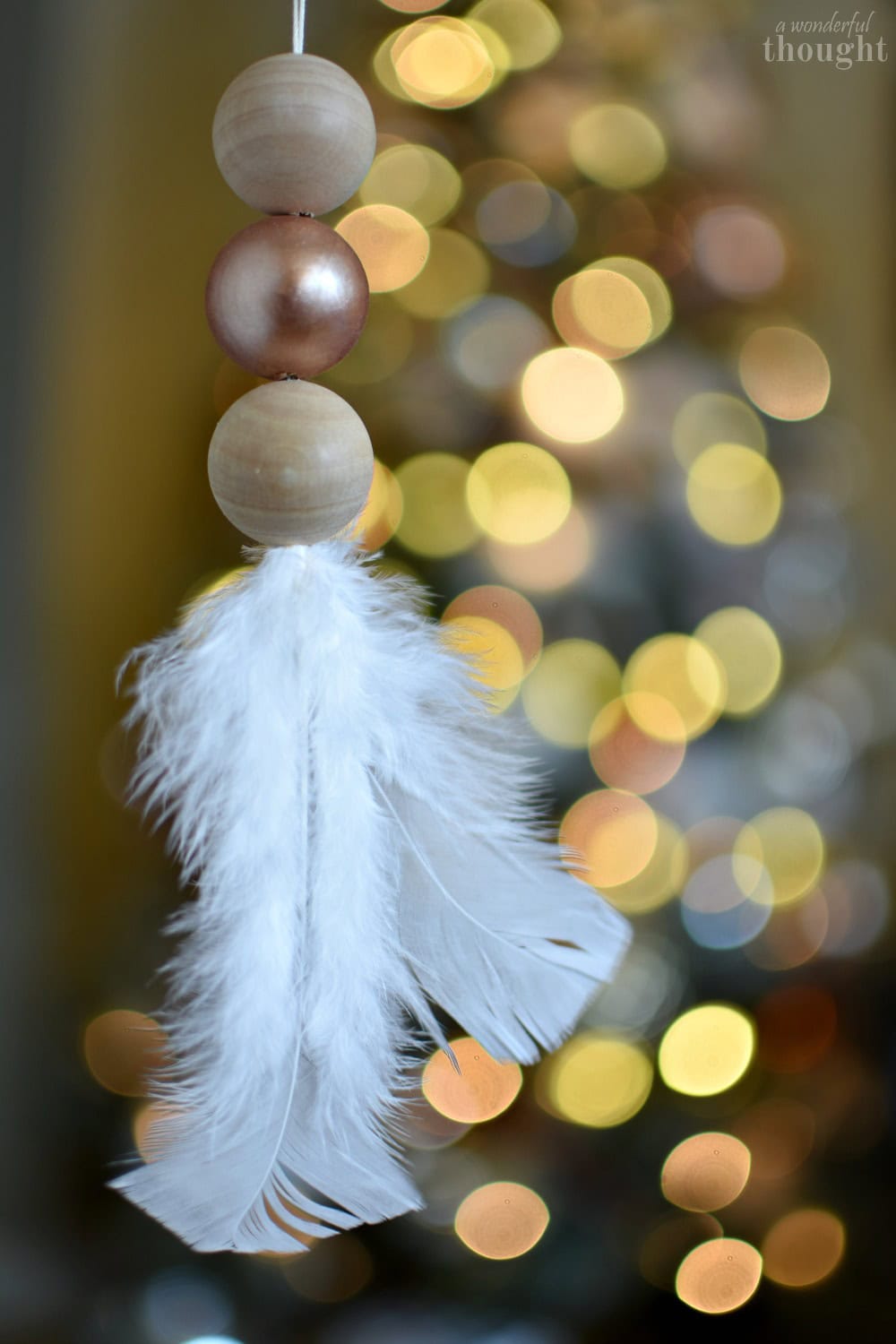diy wooden bead feather ornament