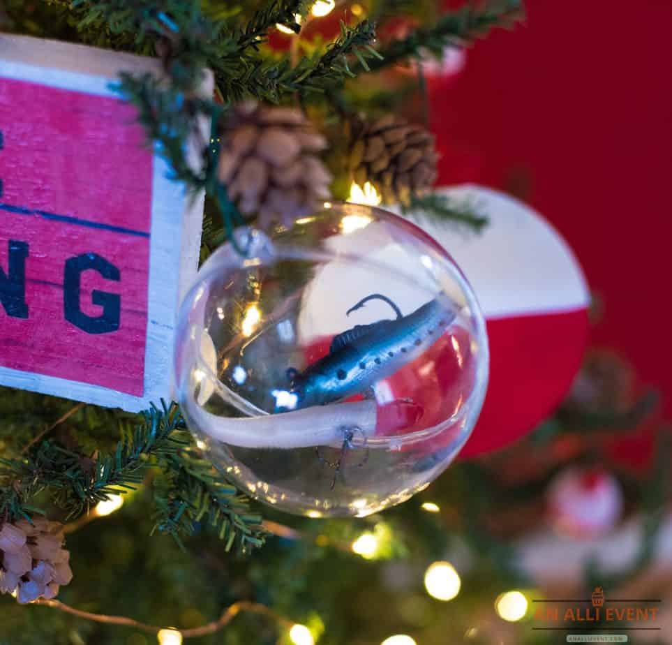 fishing themed christmas tree and diy bobbers