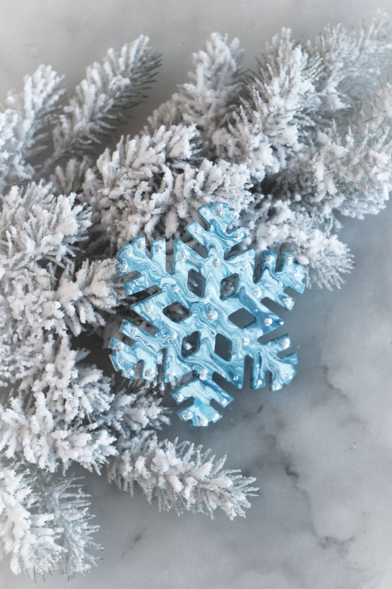marbled snowflake ornaments
