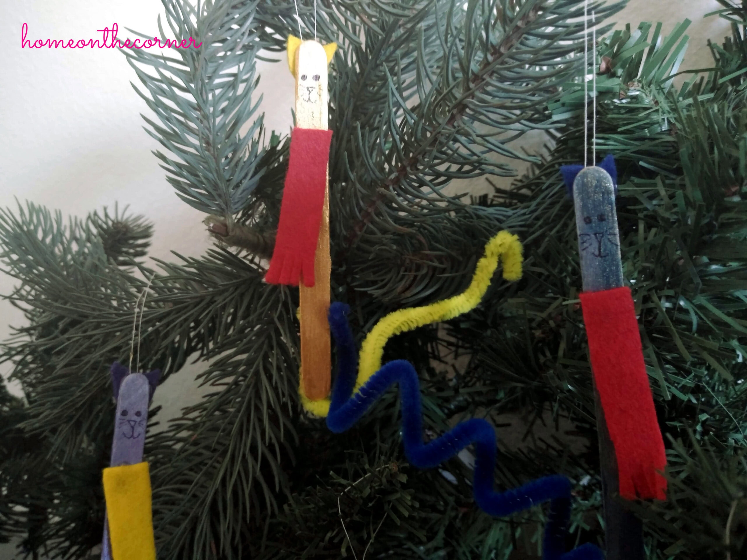 popsicle stick cat ornaments