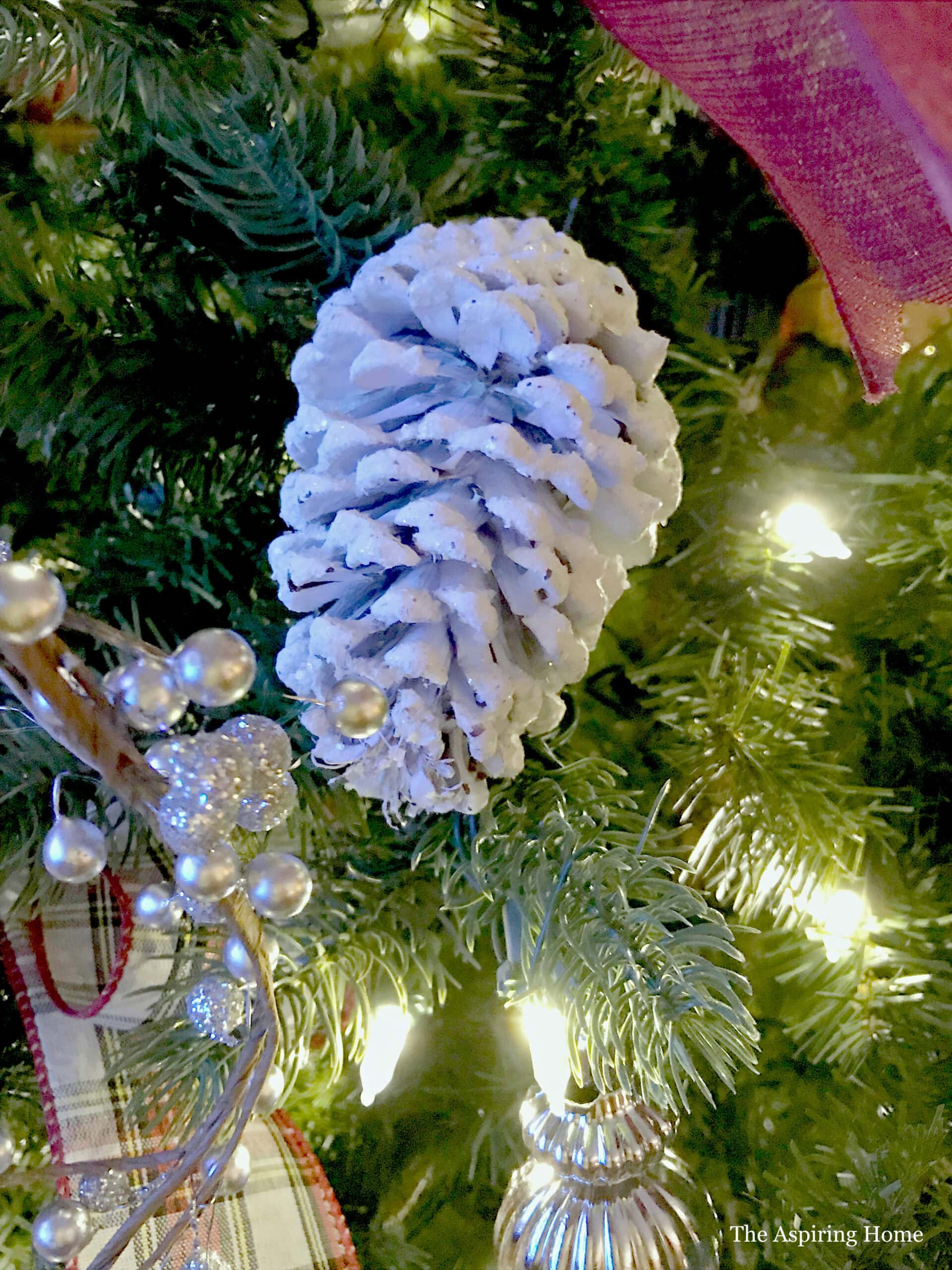 diy white pinecone ornament