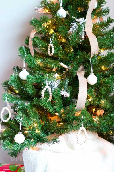 white and wood tabletop christmas tree