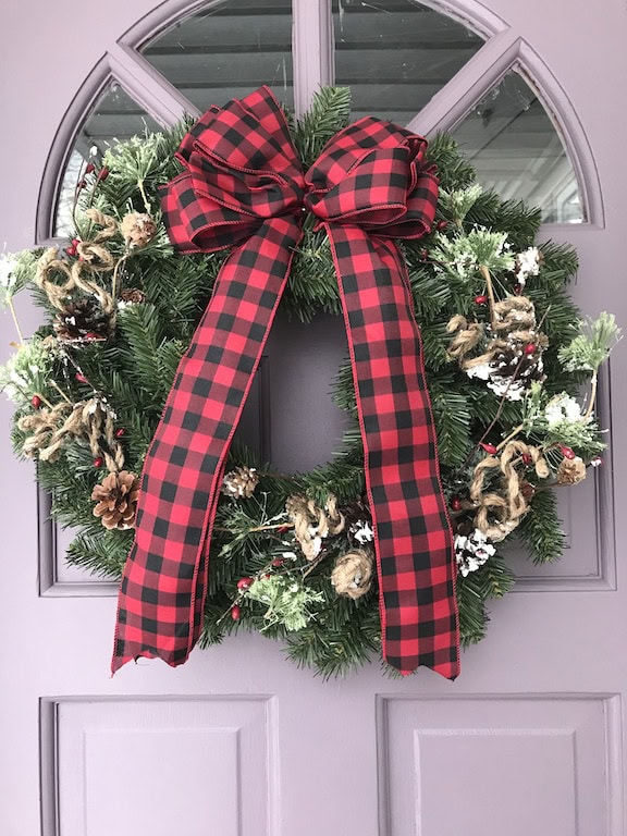 diy red buffalo check christmas wreath