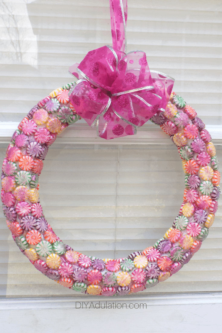 glittery diy candy wreath