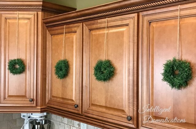 kitchen cabinet mini wreaths