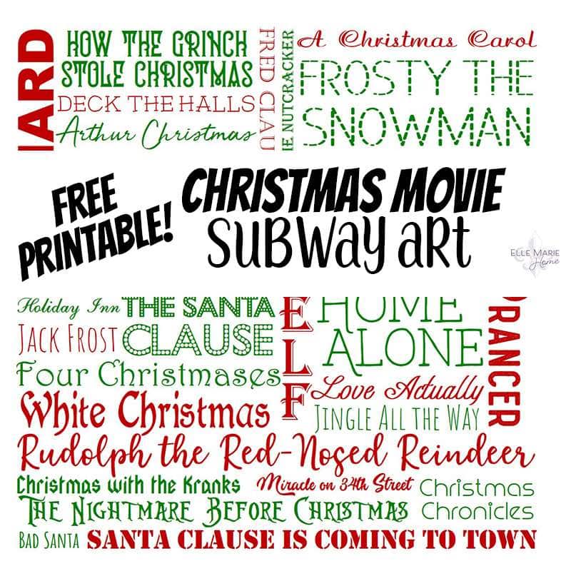 christmas movie subway art printable