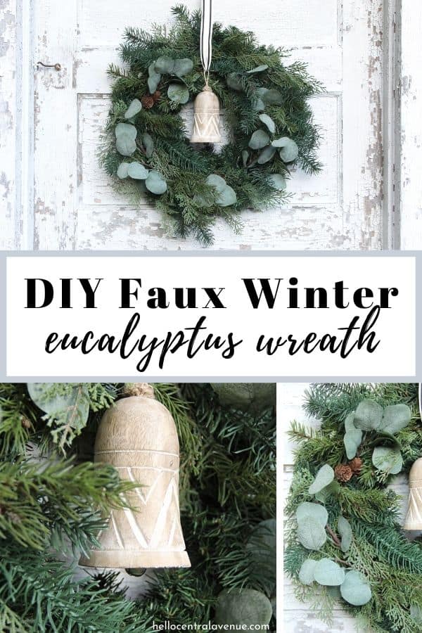diy faux winter eucalyptus wreath