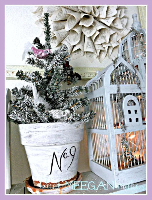 under $3 diy flocked christmas tree