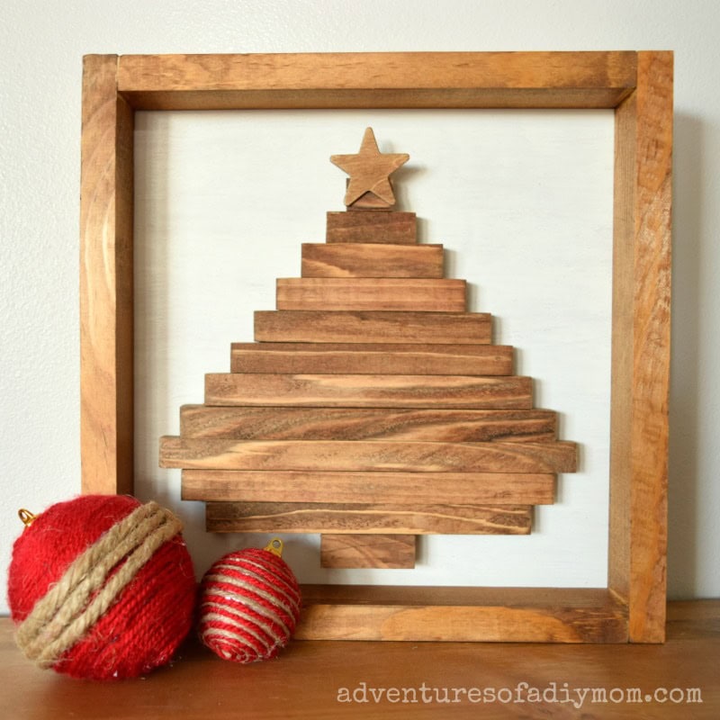 wooden christmas tree shadowbox sign