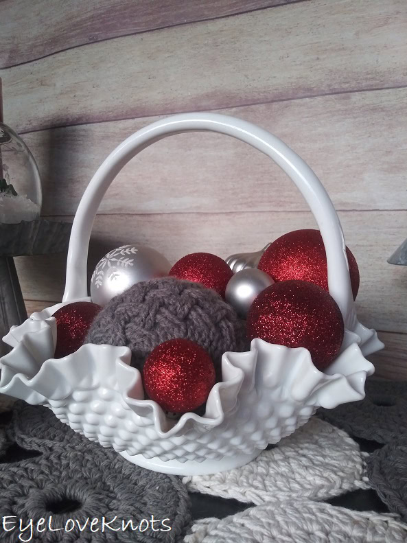 red, white and gray christmas entry table
