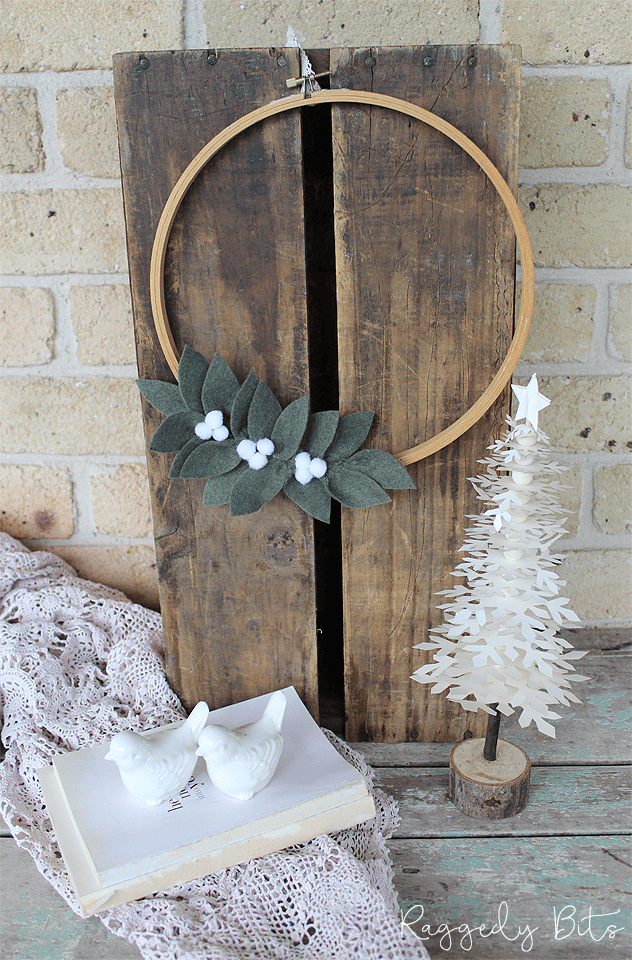 christmas white berry embroidery hoop wreath
