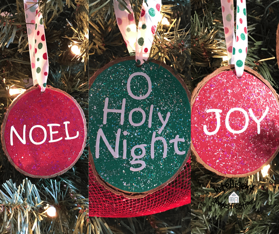 easy painted wood slice ornaments in bright colors
