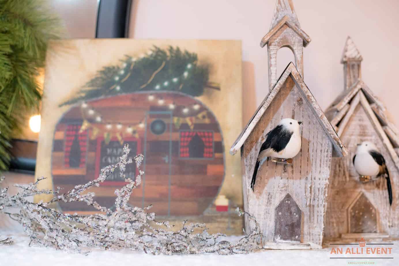 easy glamping christmas mantel decor