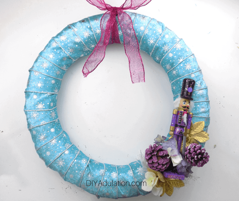 glittery pastel nutcracker christmas wreath