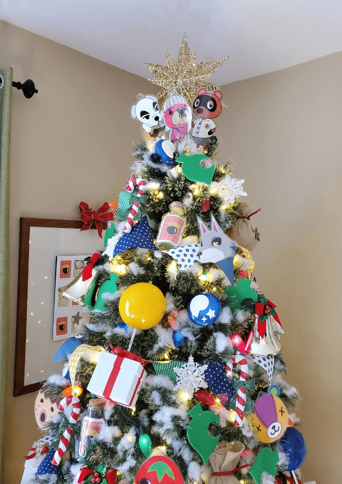 whimsical colorful animal crossing christmas tree