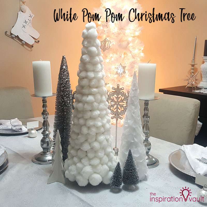 white pom pom christmas tree