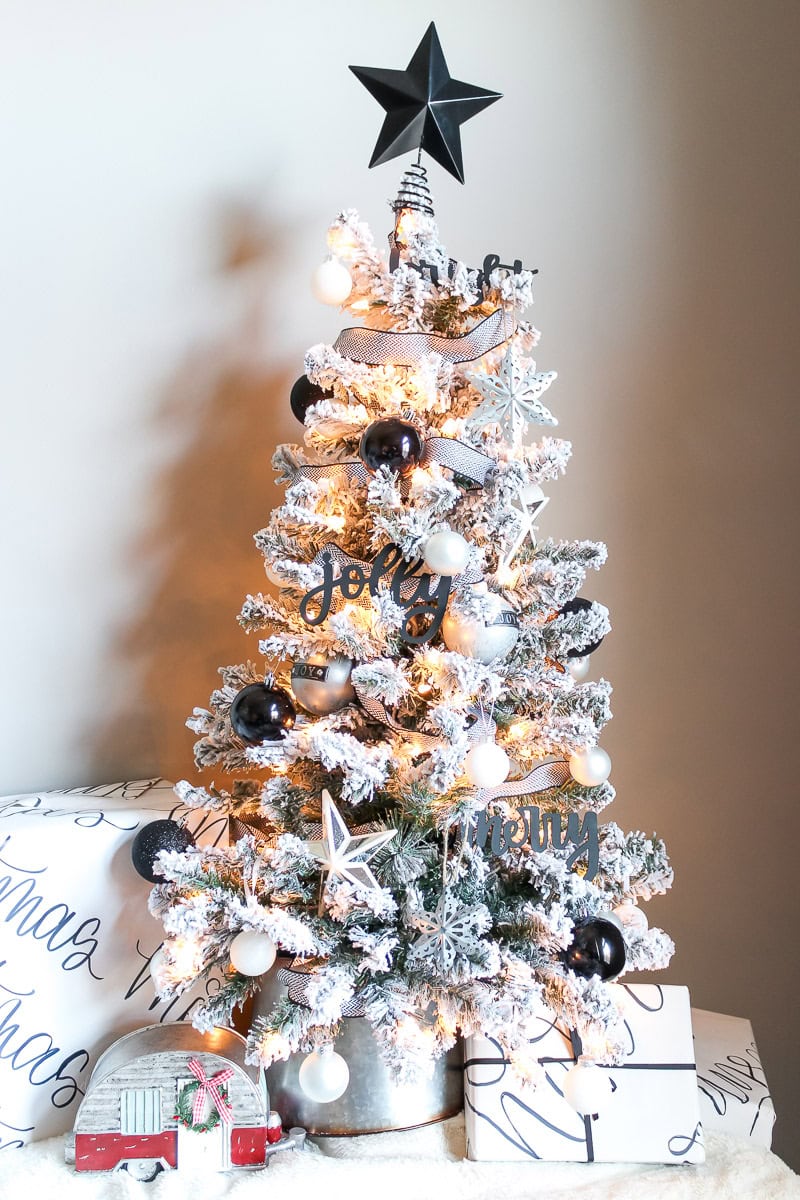 black and white christmas tree