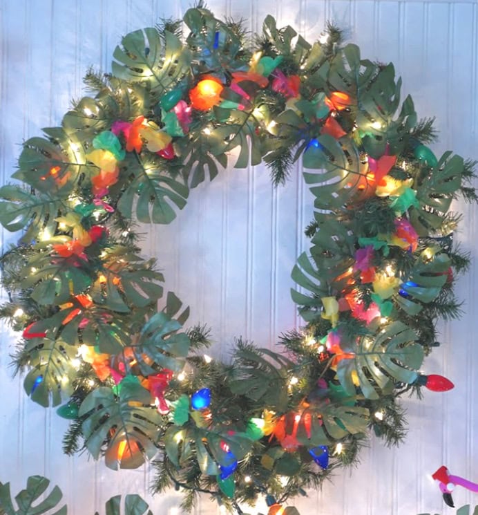 bright tropical christmas wreath
