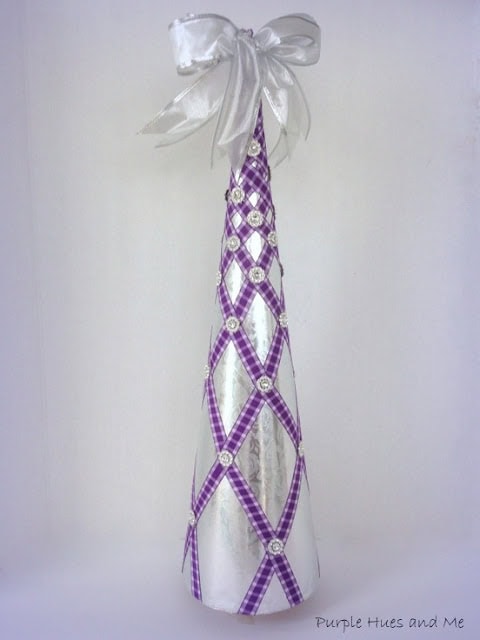 plaid ribbon decorative cone tree