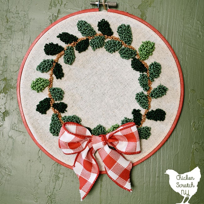 punch needle christmas wreath