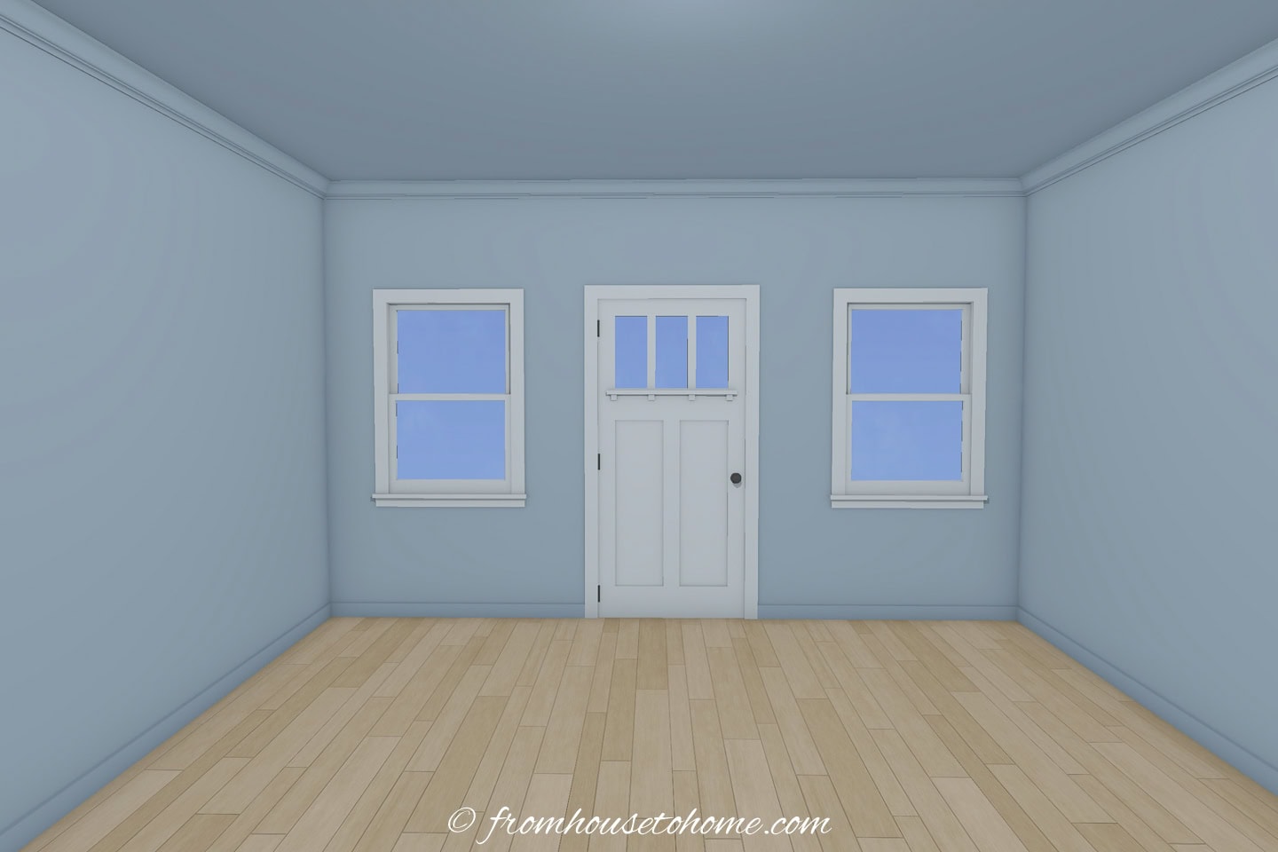 Ceiling, walls and trim painted the same color