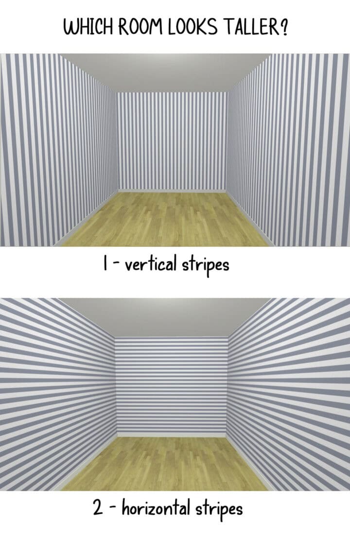 2 room diagrams - one with vertical stripes and one with horizontal stripes