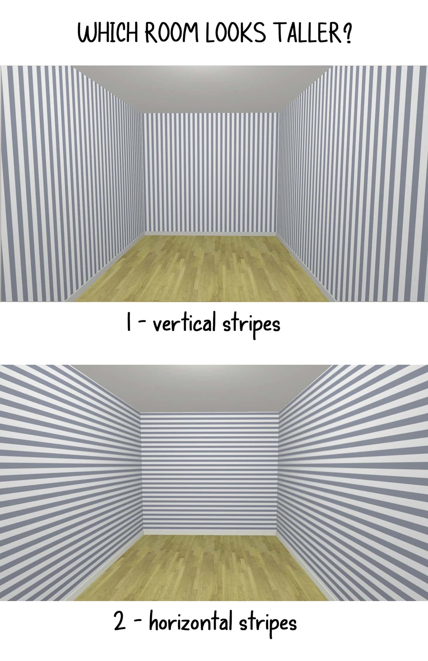 2 room diagrams - one with vertical stripes and one with horizontal stripes