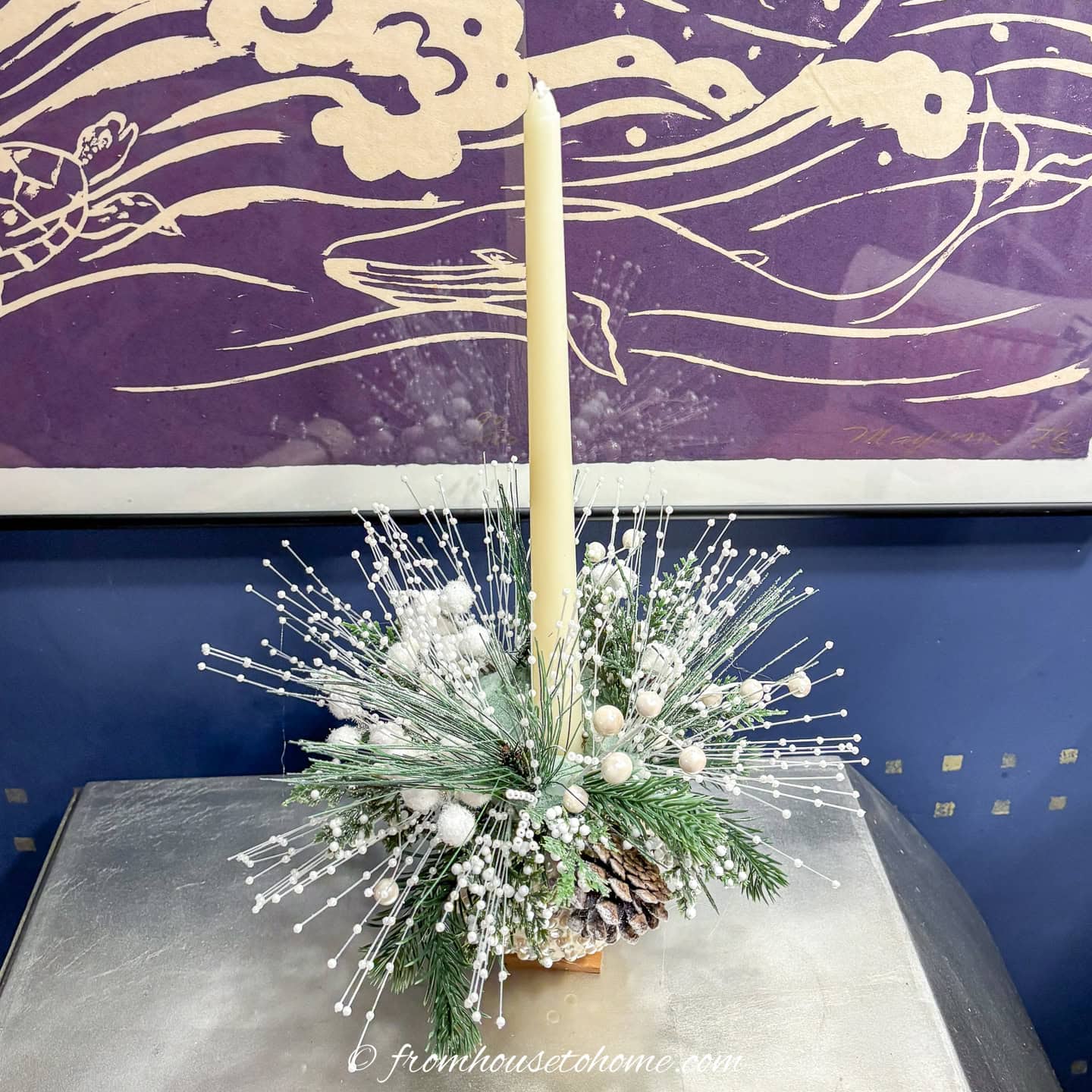 Small DIY Christmas Ornament Centerpiece