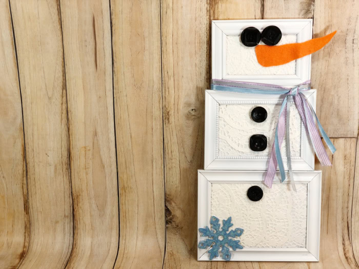 dollar store picture frame snowman