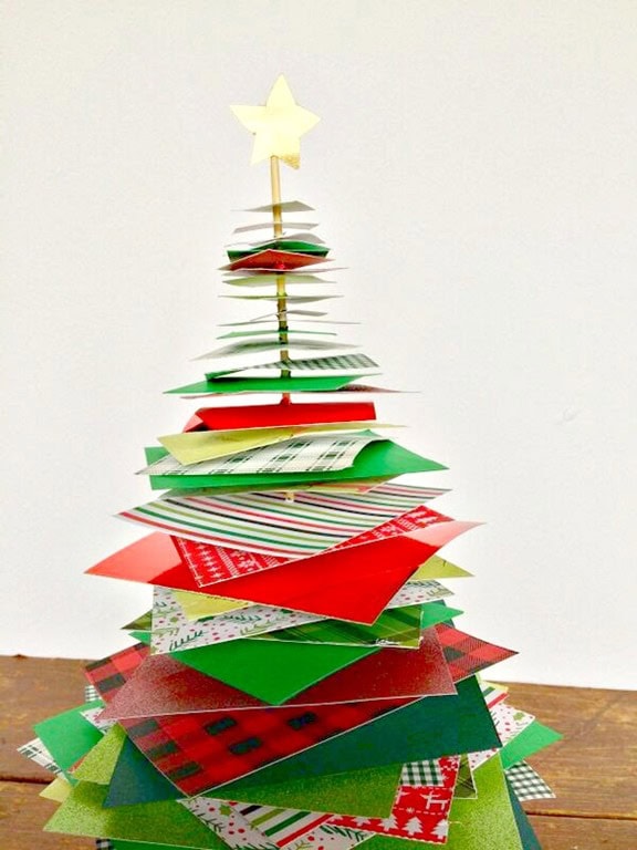 quick easy 15 minute stacked paper christmas tree craft