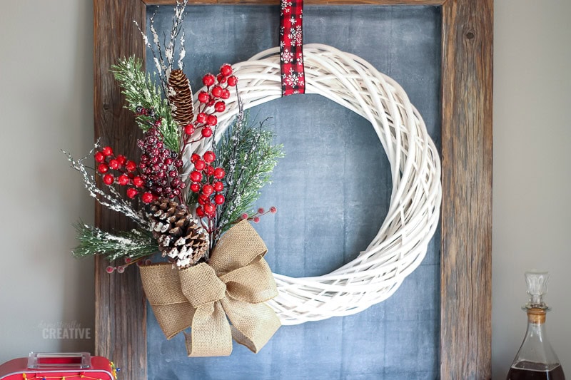 diy red and white christmas wreath