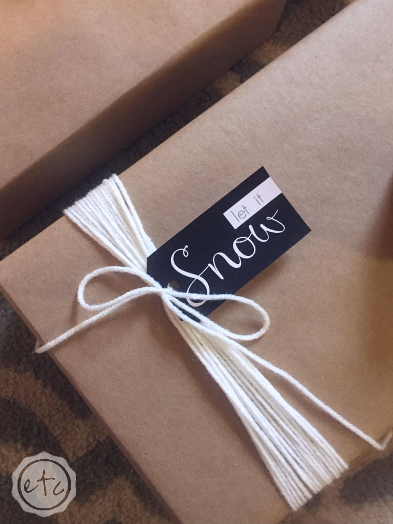 budget-friendly holiday gift wrap and printable gift tags