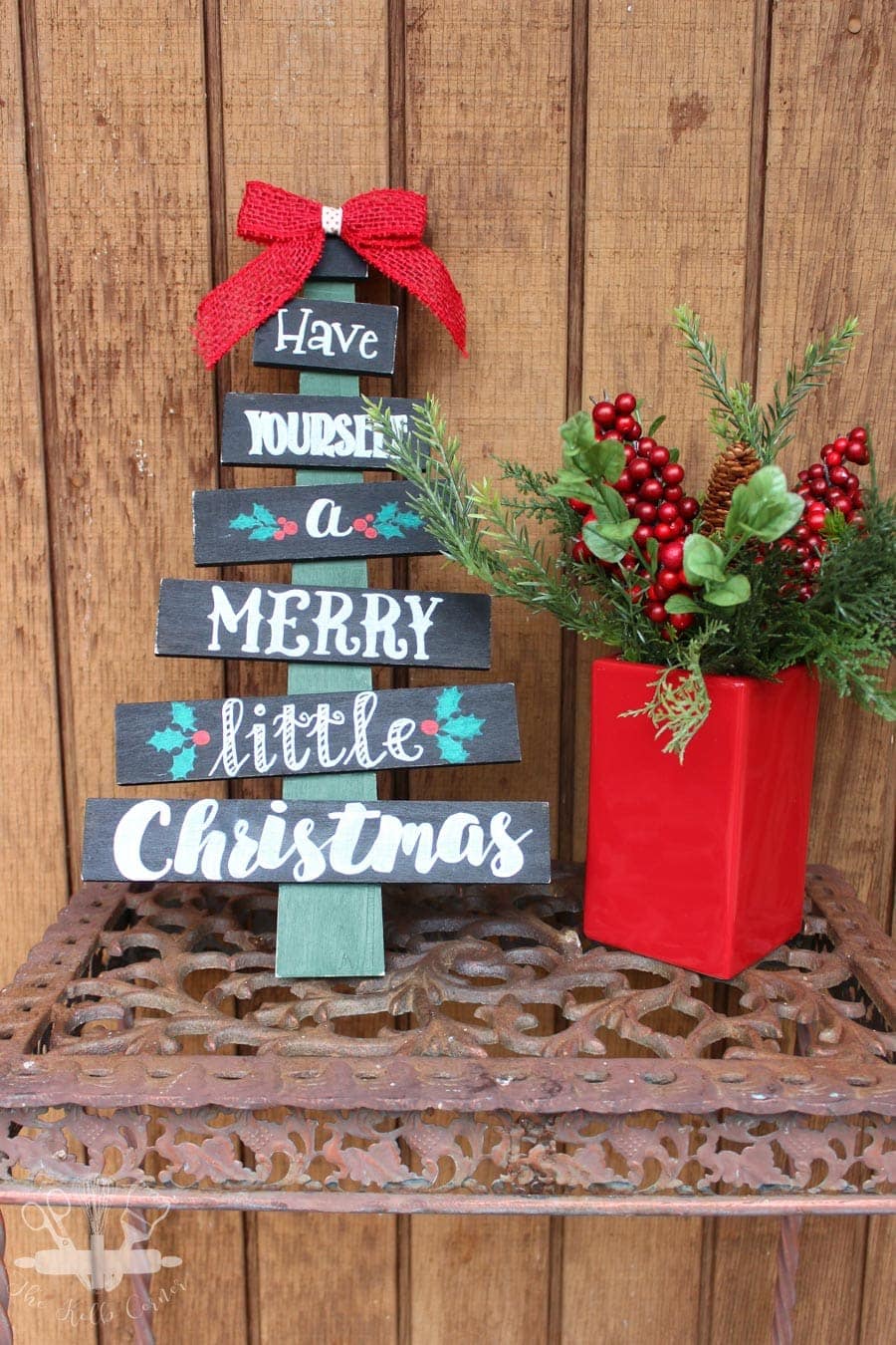 hand painted christmas tree sign