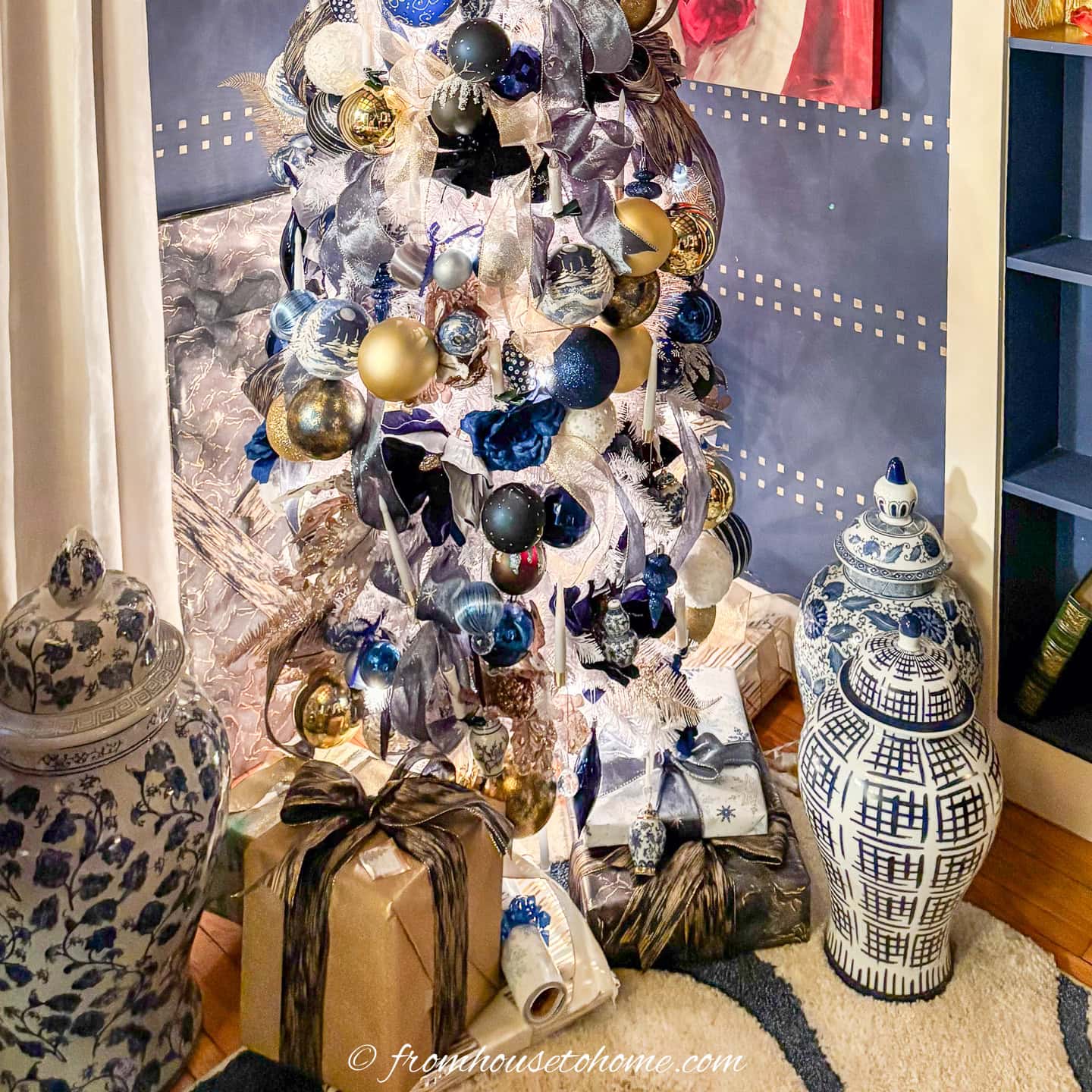 Christmas presets wrapped in coordinating wrapping paper