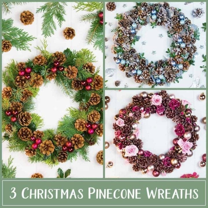 3 pinecone wreath ideas: classic, icy, rose gold