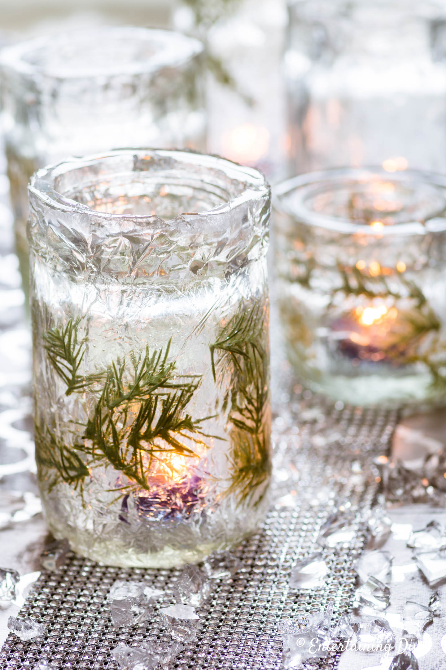 diy faux ice candle holder