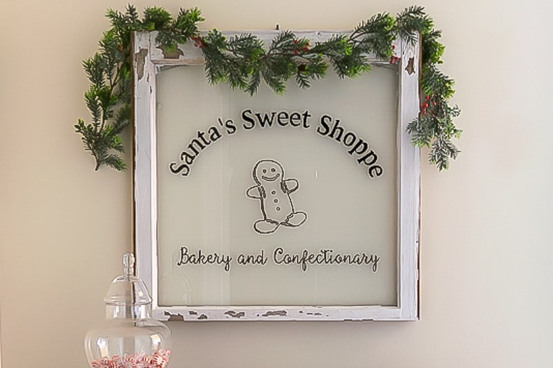 santa's sweet shoppe bakery window sign