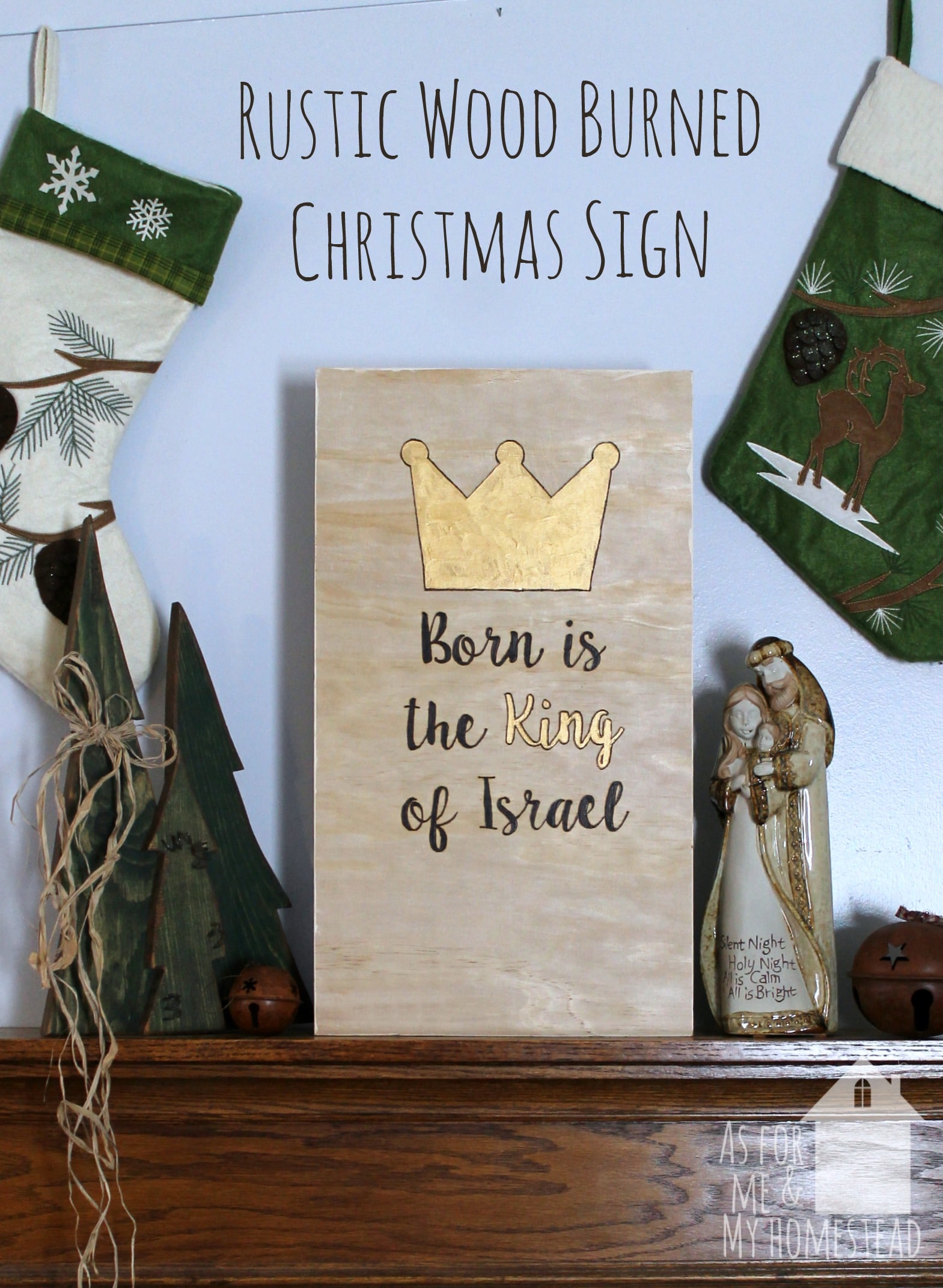 rustic wood-burned christmas sign