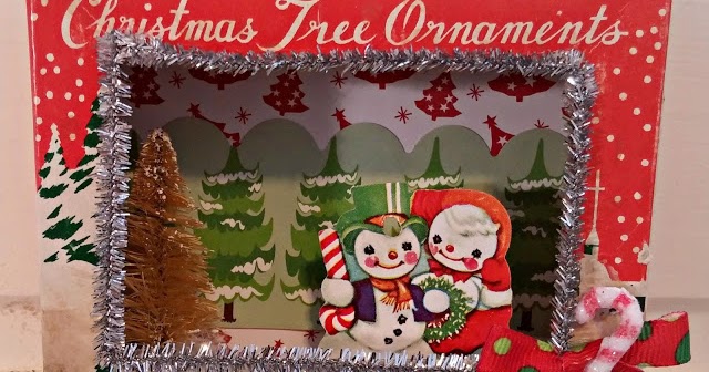 vintage christmas ornament box dioramas