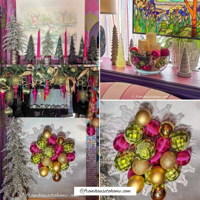 Hot Pink, Green And Gold Christmas Decor For Small Rooms
