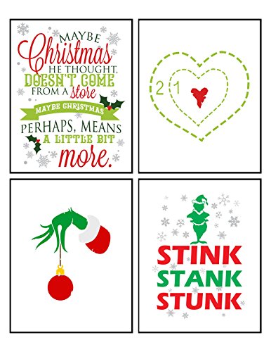 Silly Goose Gifts Stink Stank Stunk Christmas Funny Wall Art Print Set Festive Nostalgic Movie Quote Design 8×10