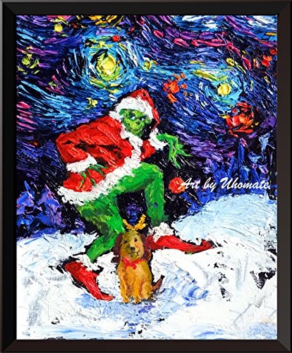 Uhomate The Grinch Christmas Ornaments Posters Vincent Van Gogh Starry Night Posters Home Canvas Wall Art Print Nursery Decor Living Room Wall Decor A072 (8X10)